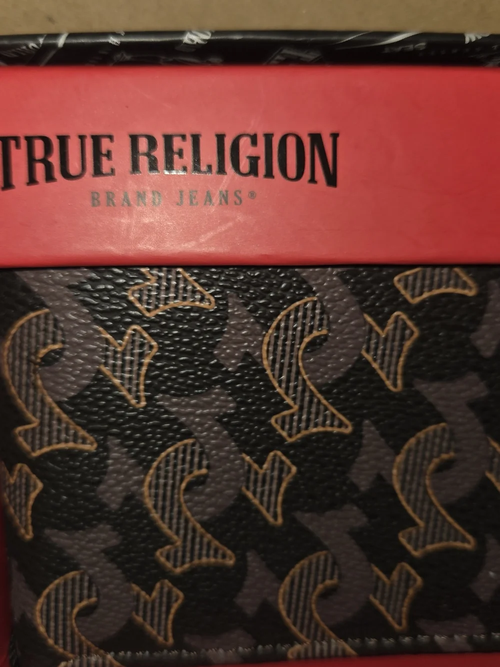 True Religion Brown Patterned Men's Card Holder Wallet